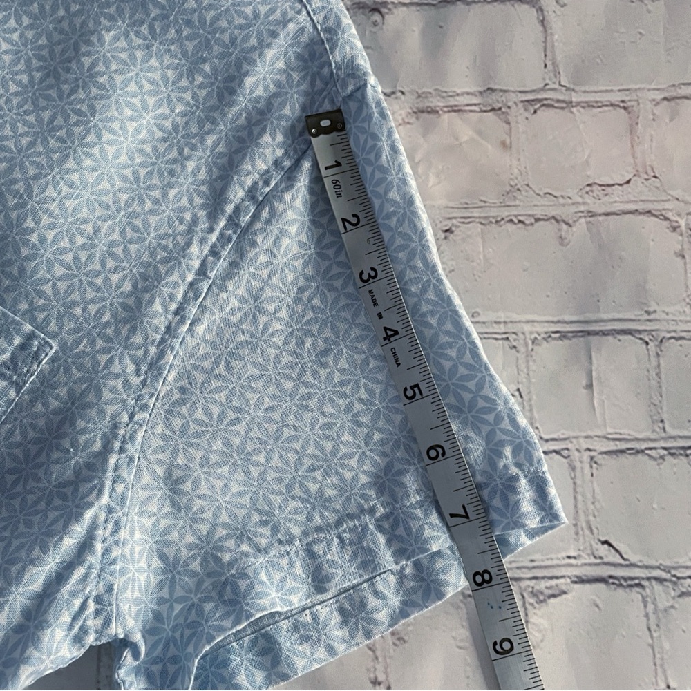 J.Crew Light Blue Geometric Button Down Short Sleeve Linen Slim Men’s Shirt M - Picture 8 of 10